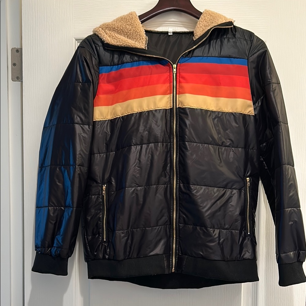 WOMENS Black Jacket with Multicolor Stripes